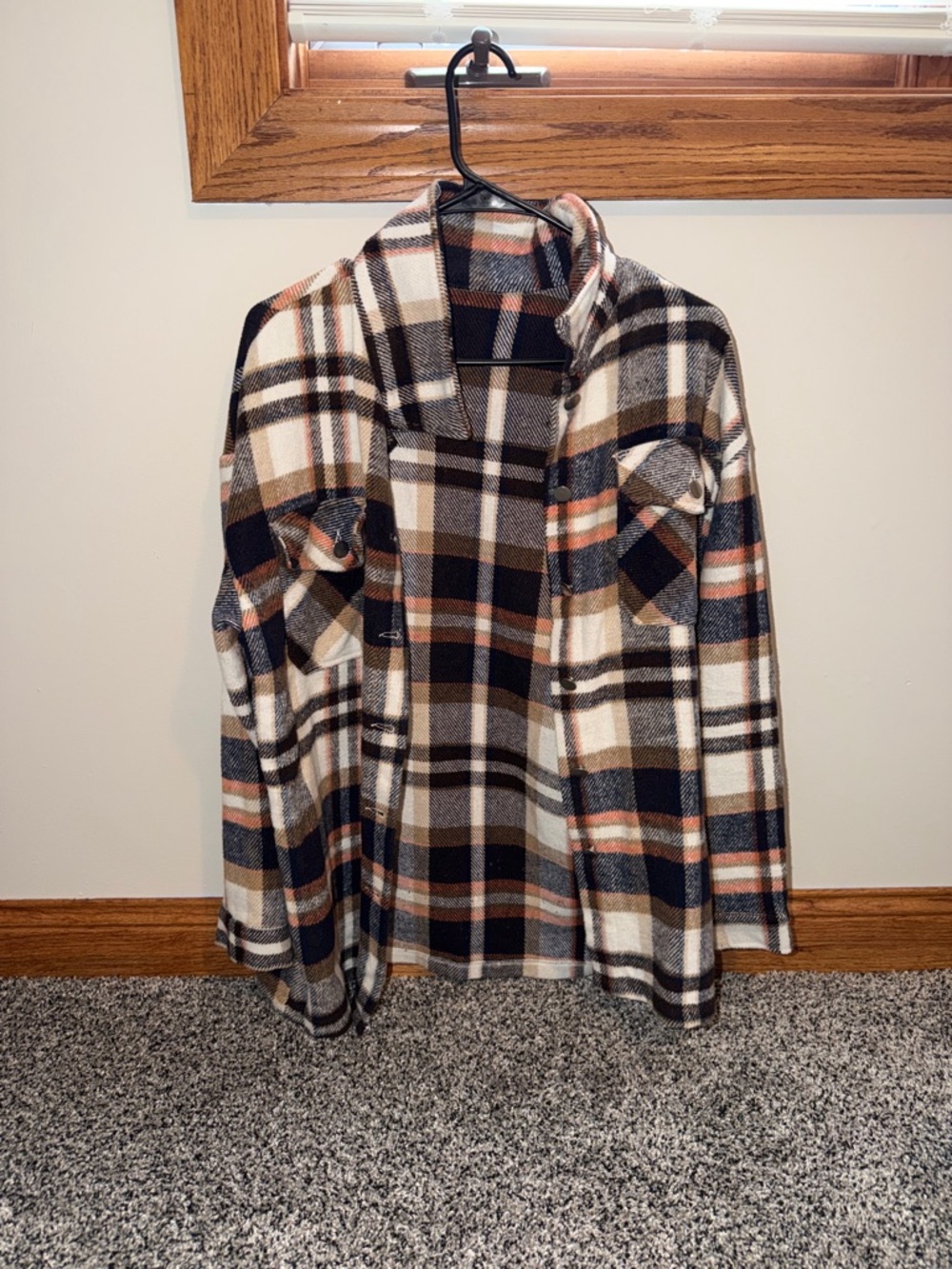 Plaid Shacket Jacket - Black, White & Brown
